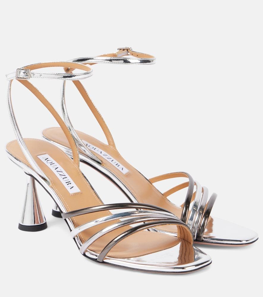 aquazzura latour 75 metallic leather sandals