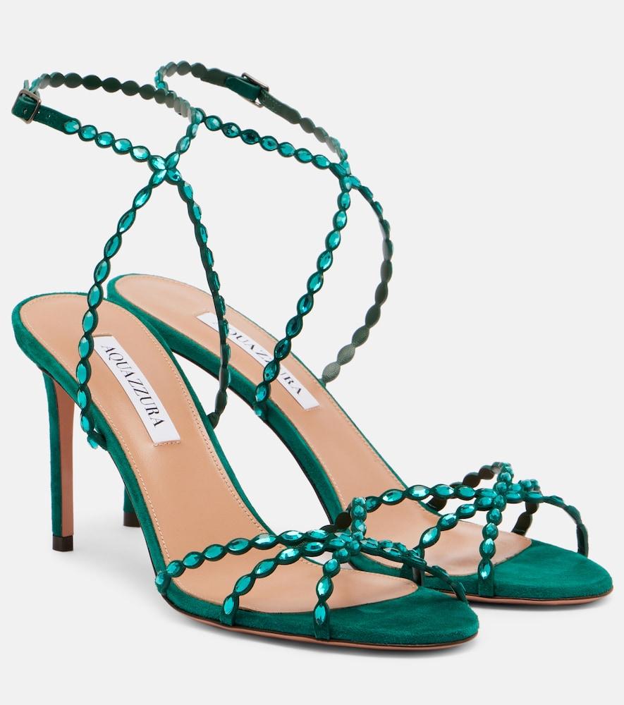 aquazzura love struck embellished leather sandals