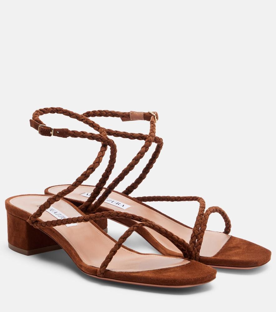 aquazzura luca braided suede sandals