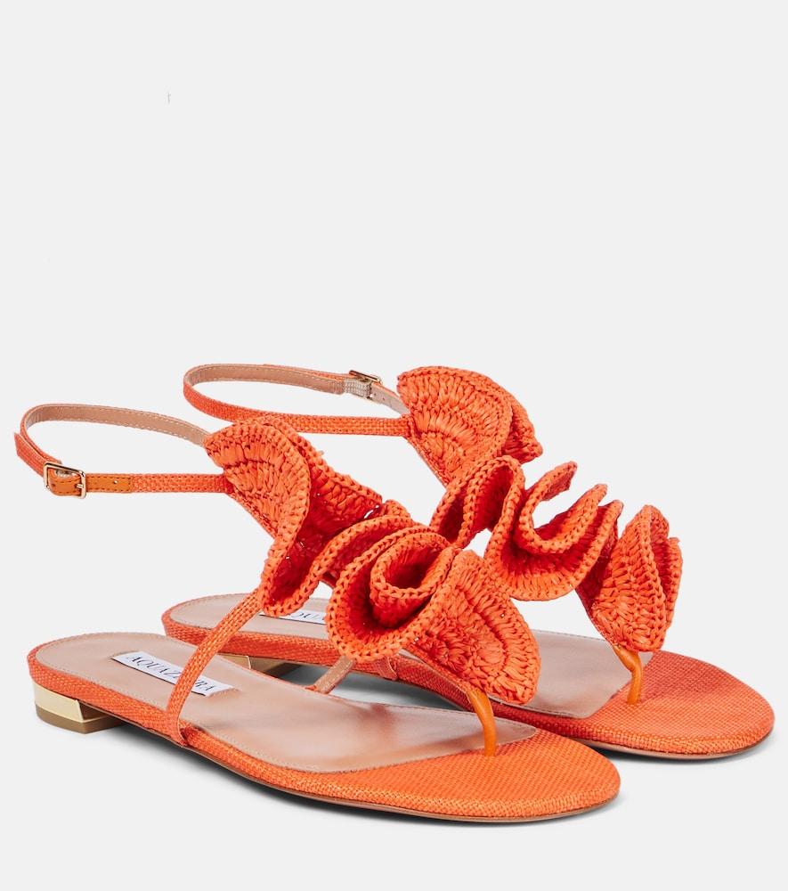 aquazzura noches tropicales raffia thong sandals