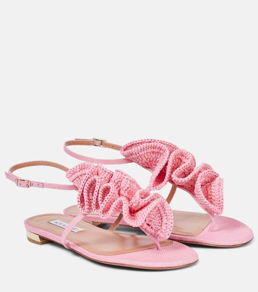 aquazzura noches tropicales raffia thong sandals