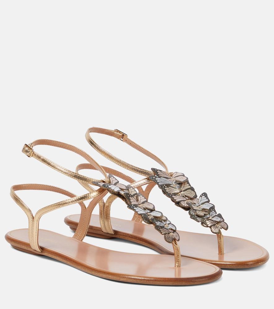 aquazzura papillon leather thong sandals