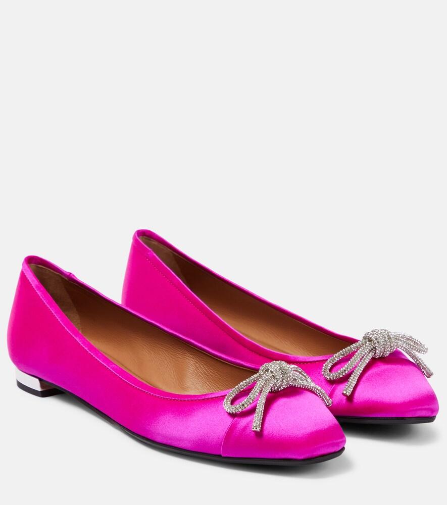 aquazzura parisina embellished satin ballet flats