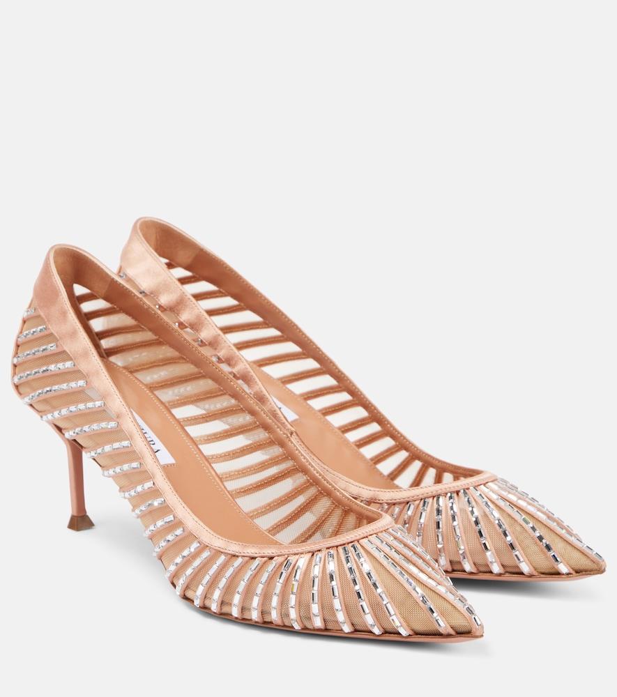 aquazzura passions crystal 65 satin pumps