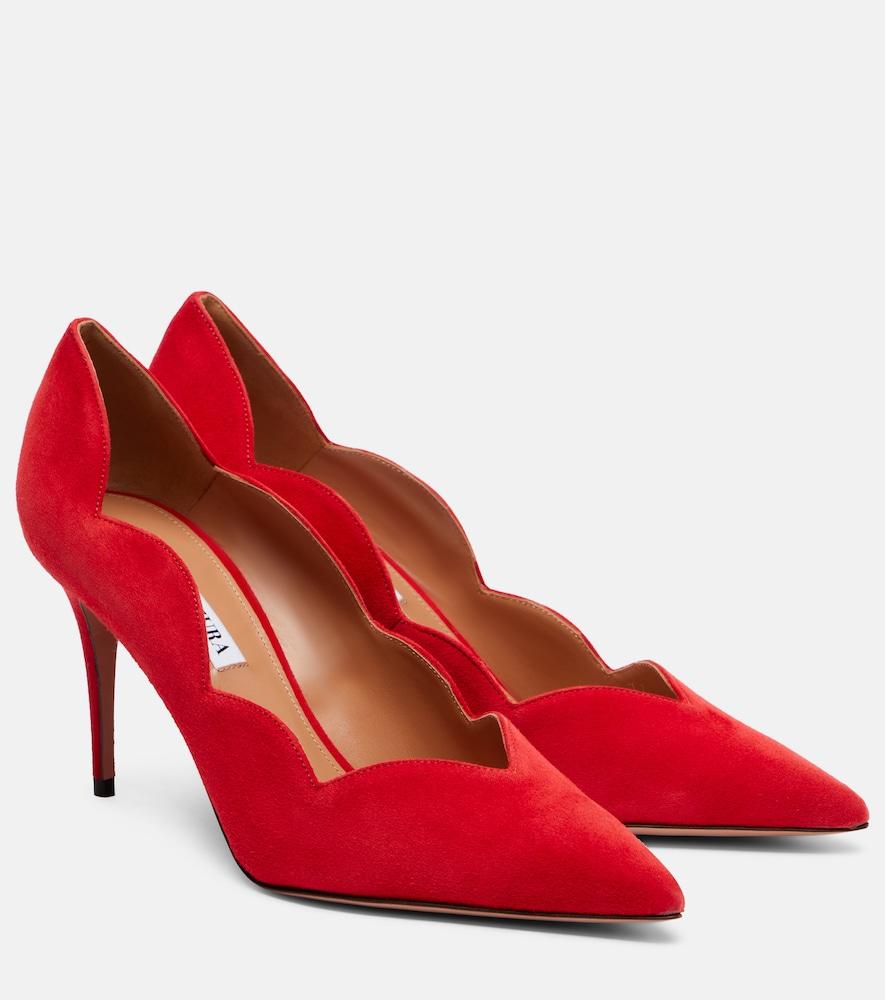 aquazzura petal 85 suede pumps