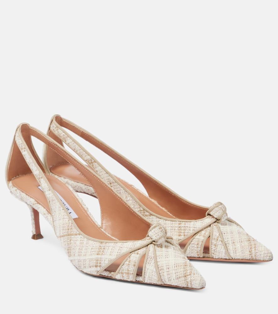 aquazzura premiere 50 cutout tweed pumps