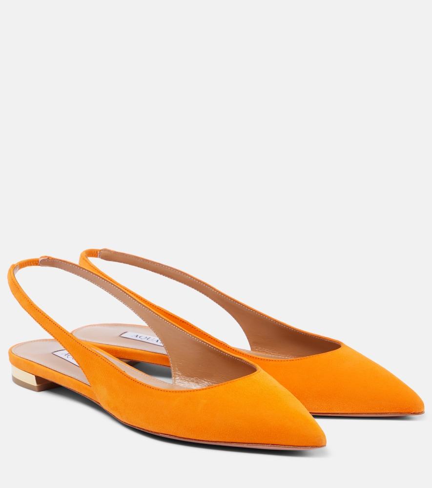 aquazzura purist suede slingback flats