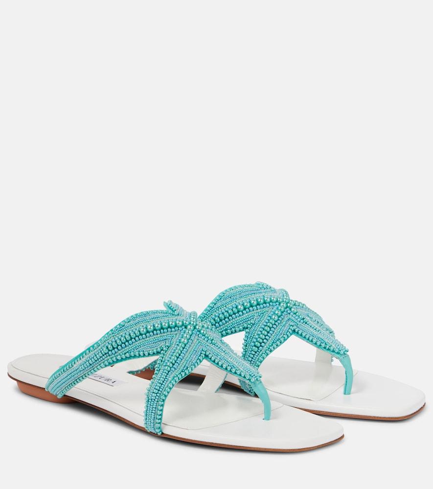 aquazzura reef star embellished leather sandals