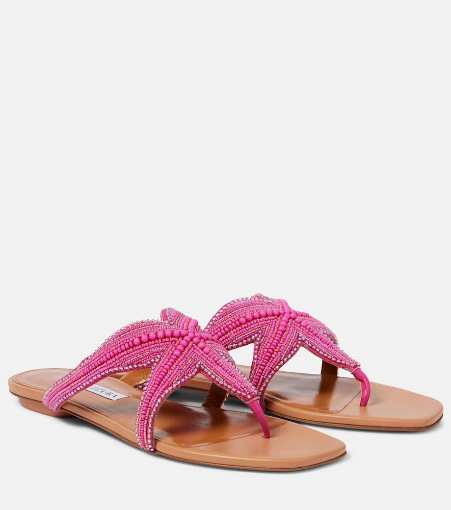 aquazzura reef star embellished leather sandals