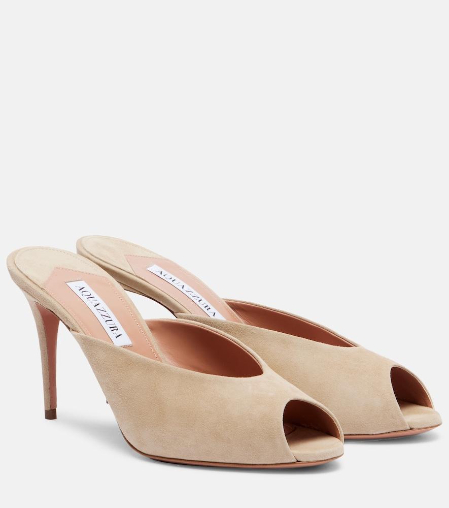 aquazzura secret 85 suede mules