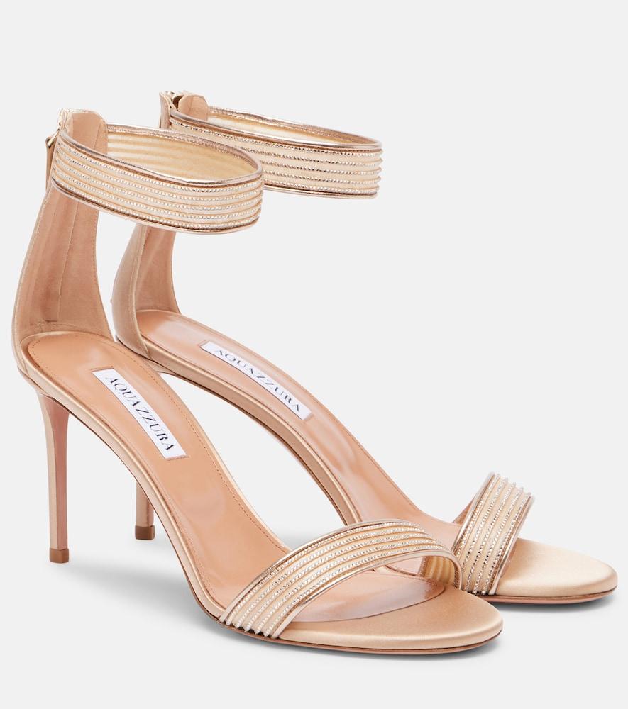 aquazzura shimmer 85 embellished satin sandals