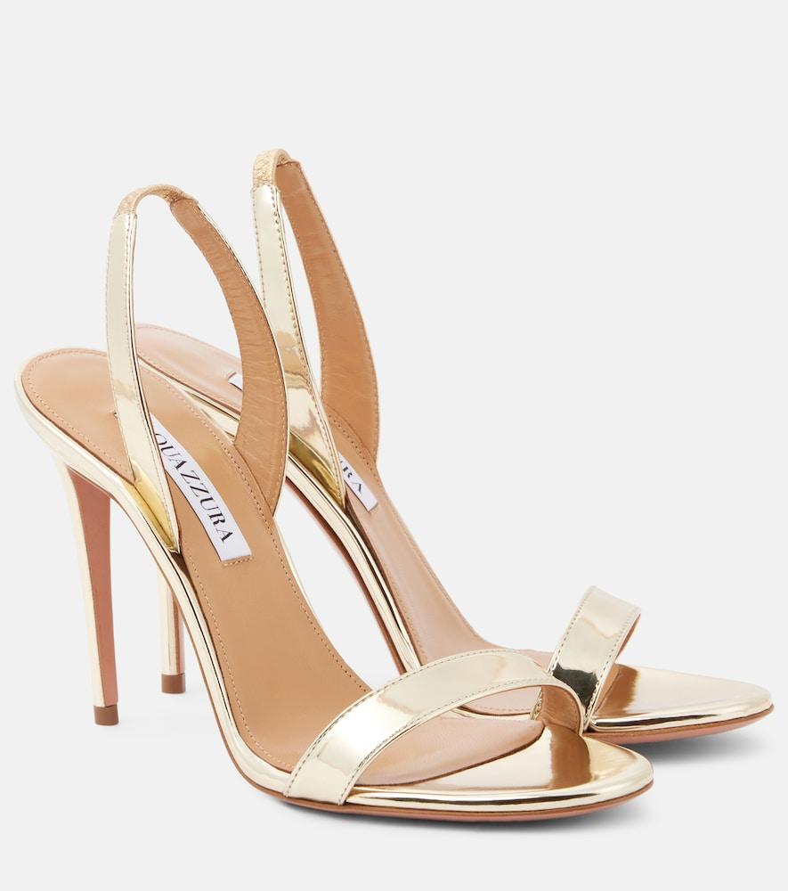 aquazzura so nude 105 metallic leather sandals