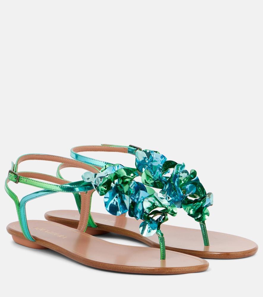 aquazzura summer sun metallic leather thong sandals