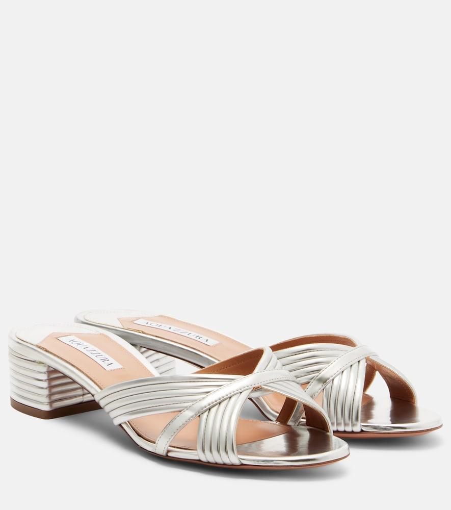 aquazzura sundance metallic leather sandals