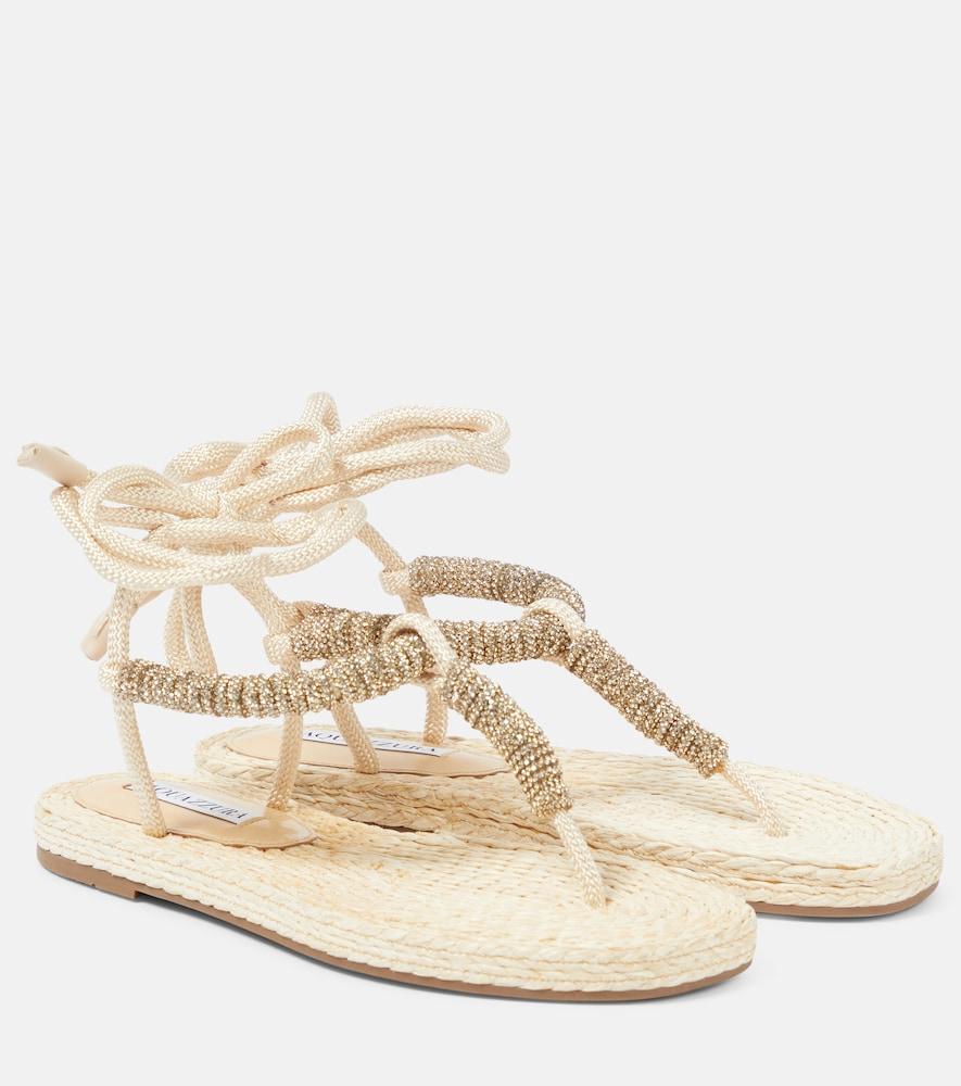 aquazzura sunkissed embellished thong sandals