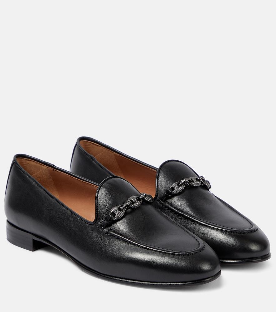 aquazzura tasslimo embellished leather loafers