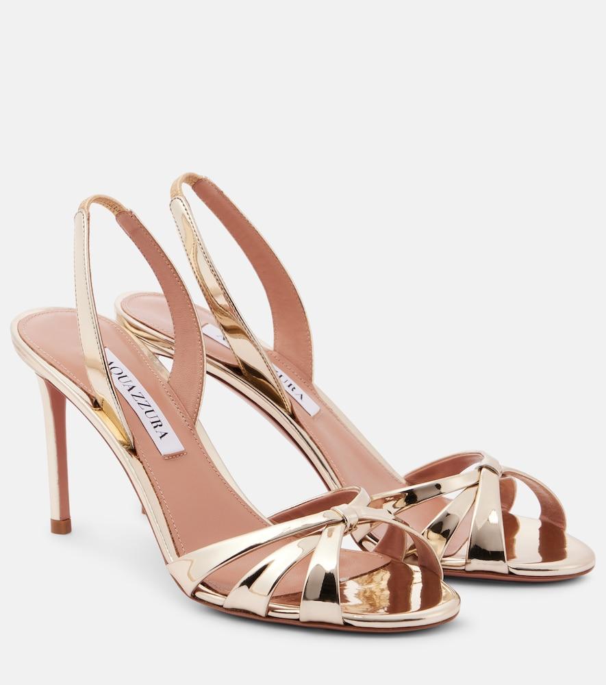 aquazzura tati 85 metallic leather sandals