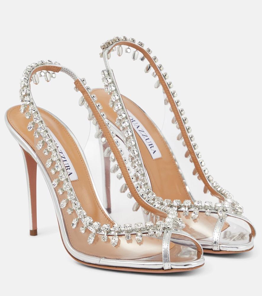 aquazzura temptation 105 embellished pvc sandals