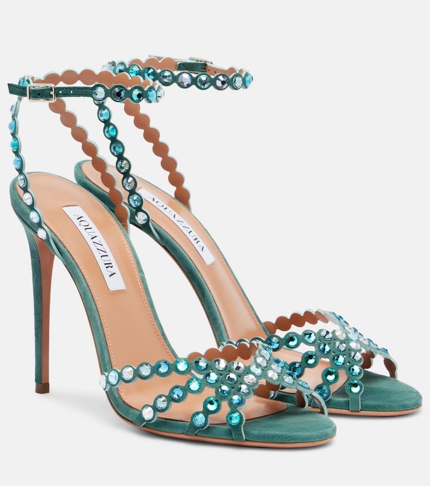 aquazzura tequila 105 embellished suede sandals