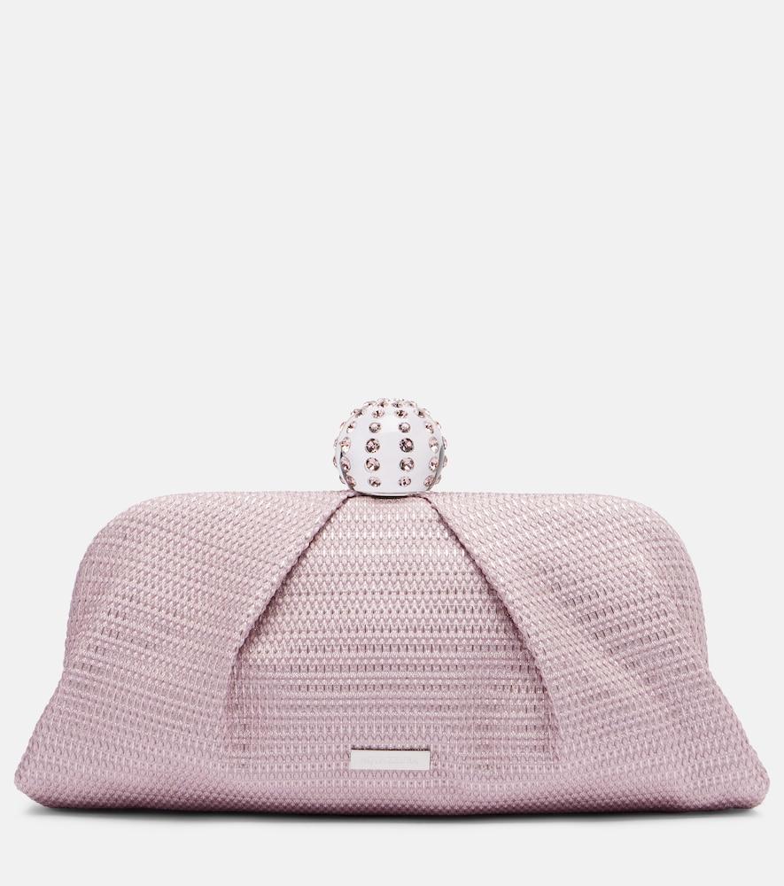 aquazzura tequila embellished canvas clutch