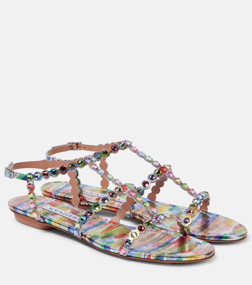 aquazzura tequila embellished leather sandals