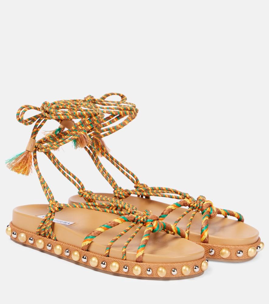 aquazzura tropical rope embellished raffia sandals
