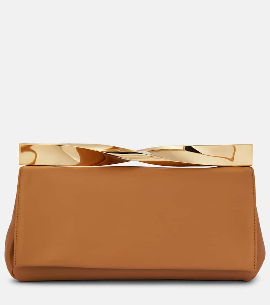 aquazzura twist leather clutch