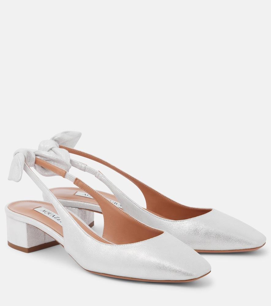 aquazzura very bow leather slingback pumps