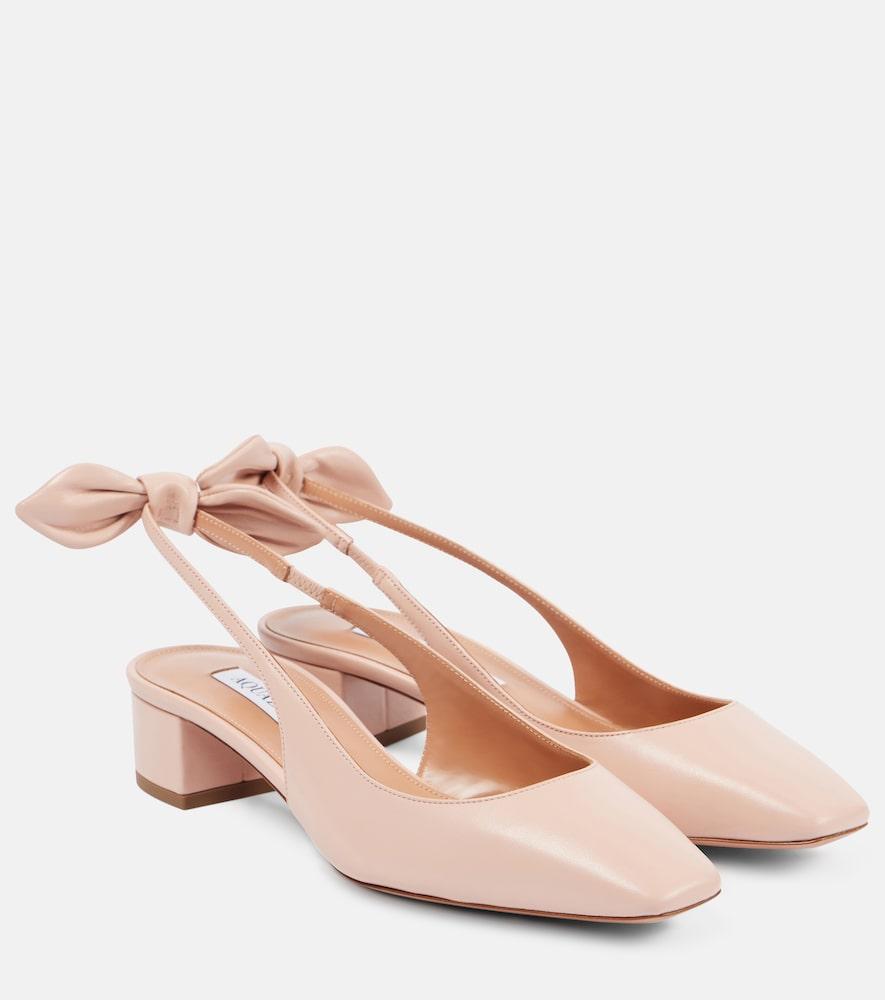 aquazzura very bow tie 35 leather slingback pumps