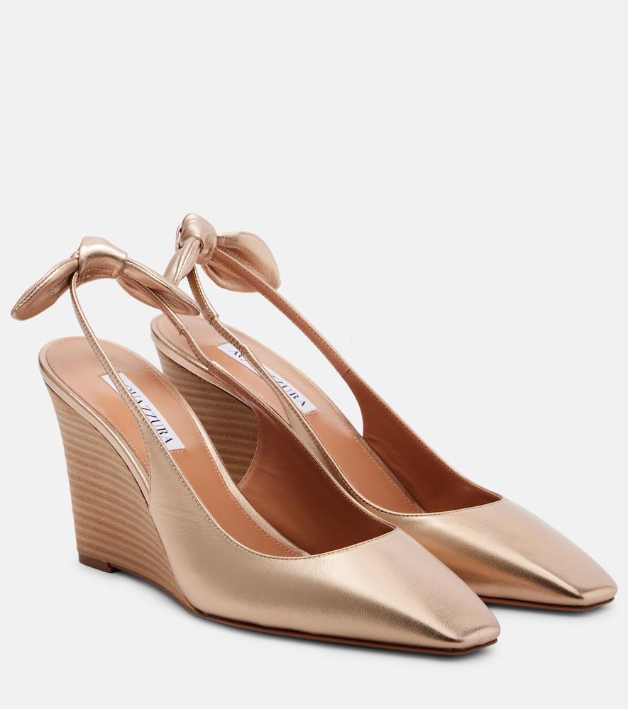 aquazzura very bow tie 85 leather wedges