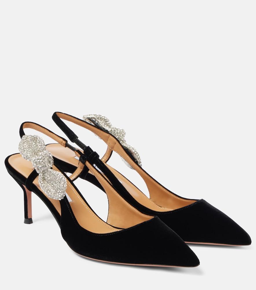 aquazzura very bow tie crystal 65 slingback pumps