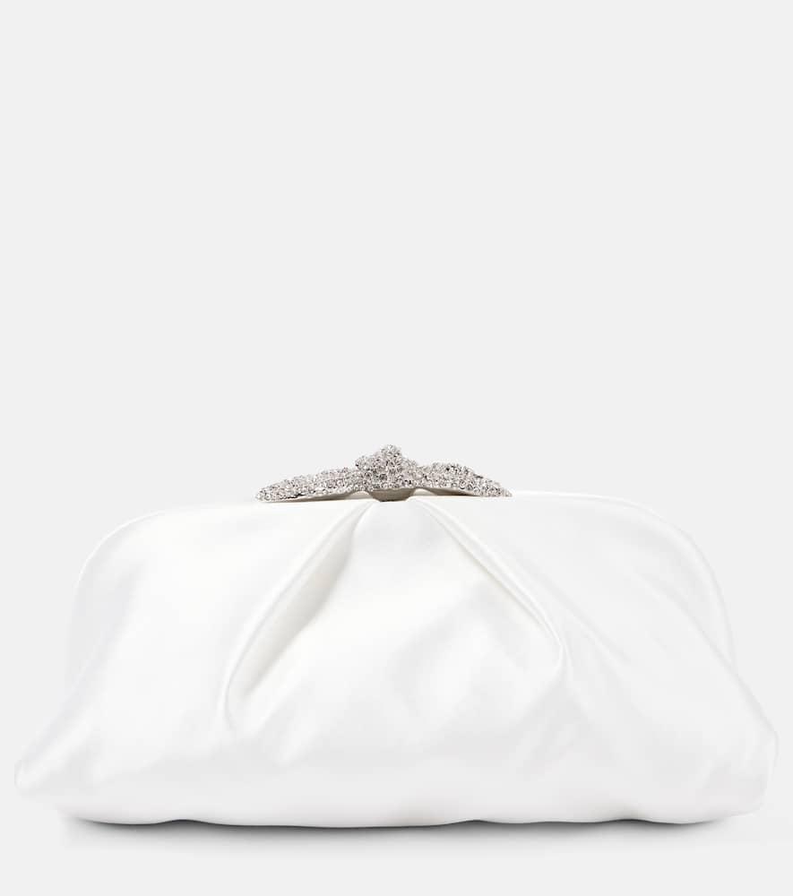 aquazzura very bow tie embellished satin clutch