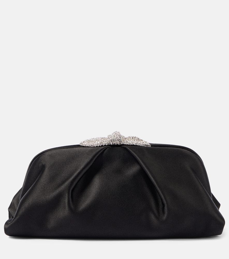 aquazzura very bow tie embellished satin clutch