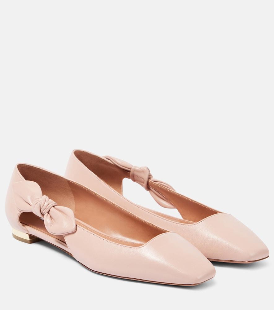 aquazzura very bow tie leather ballet flats