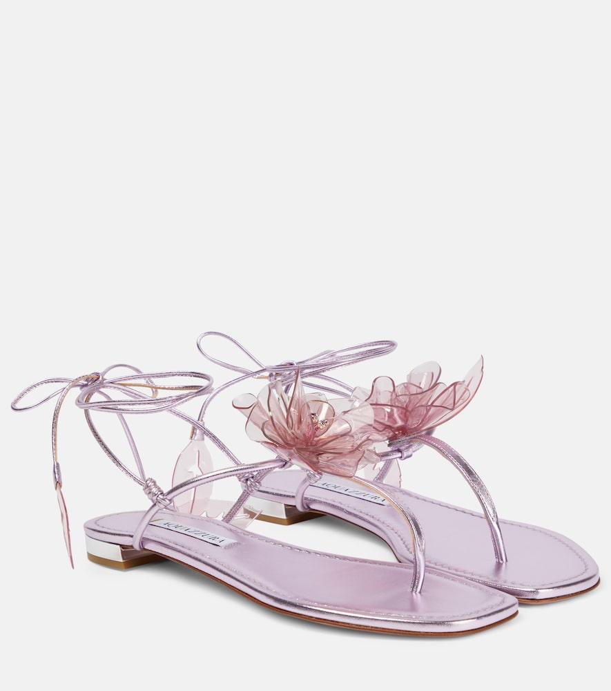 aquazzura zsa zsa metallic leather sandals