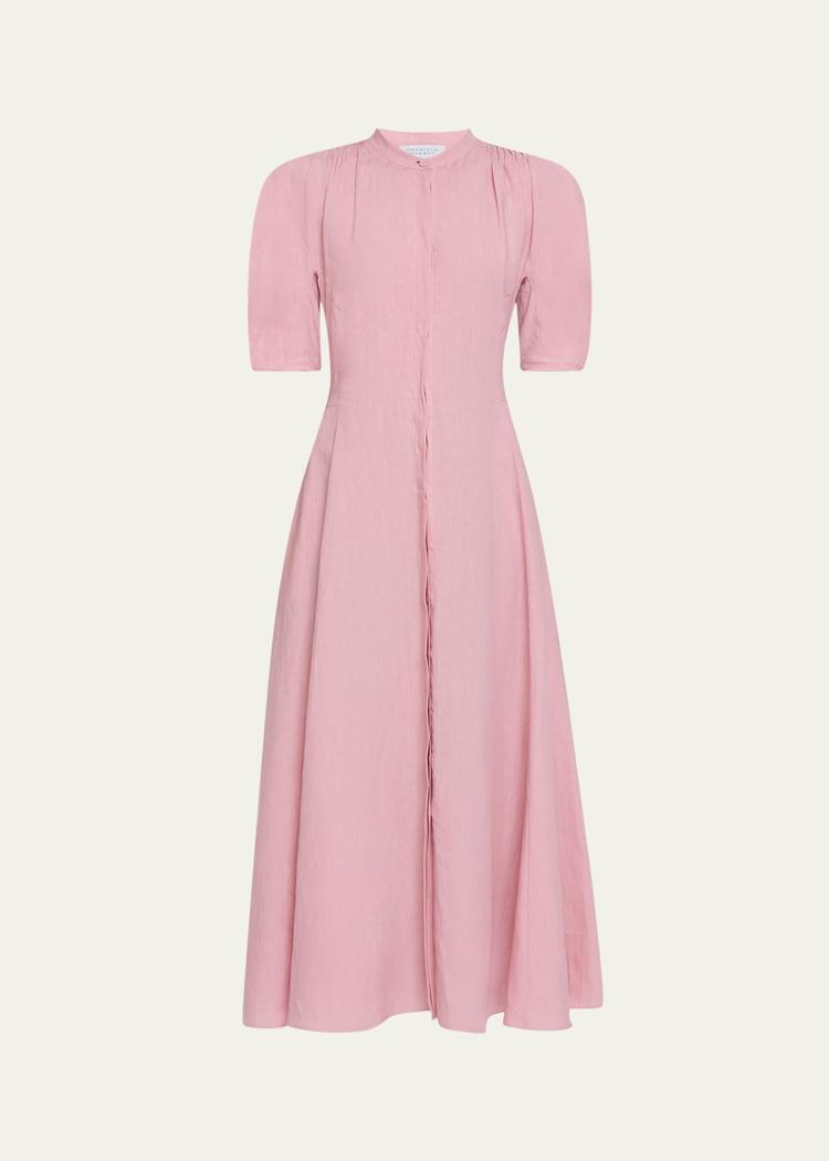 arabella puff-sleeve linen dress