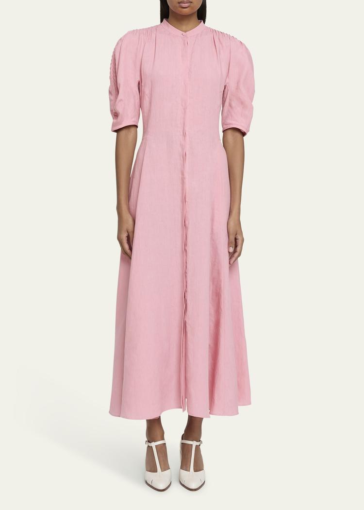 arabella puff-sleeve linen dress