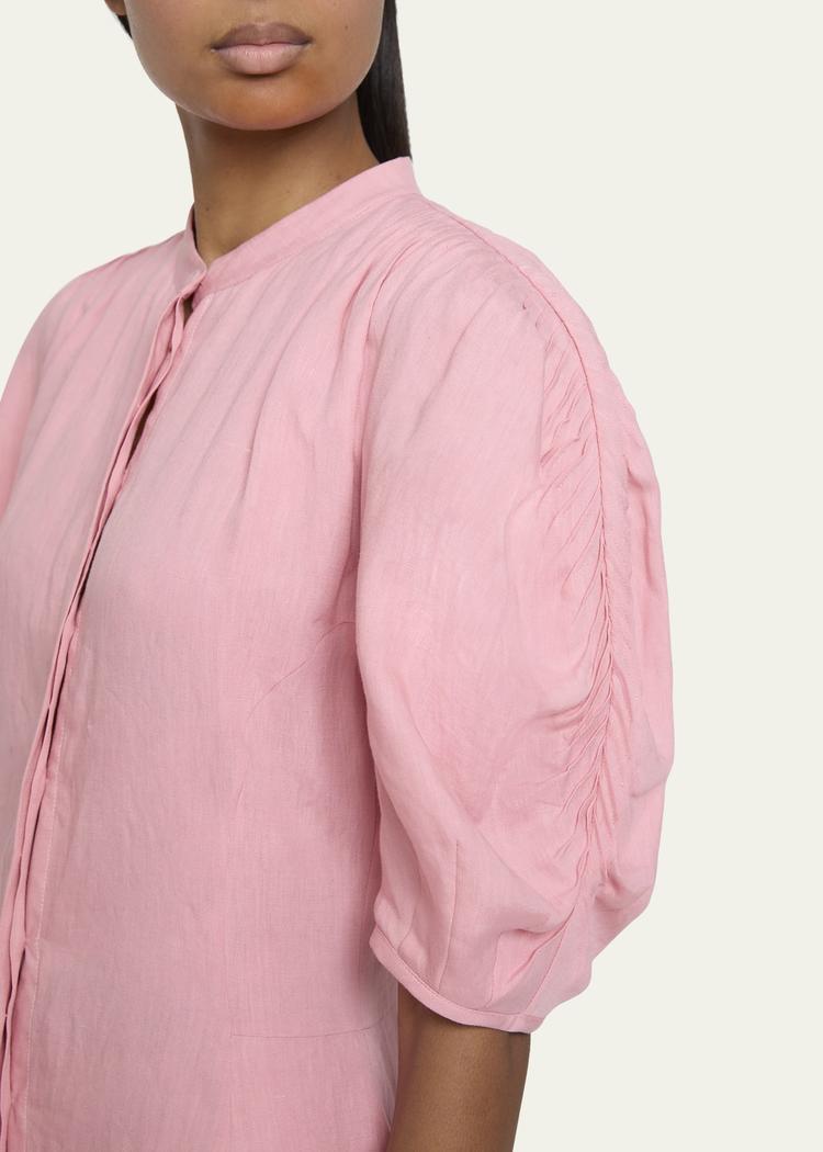 arabella puff-sleeve linen dress