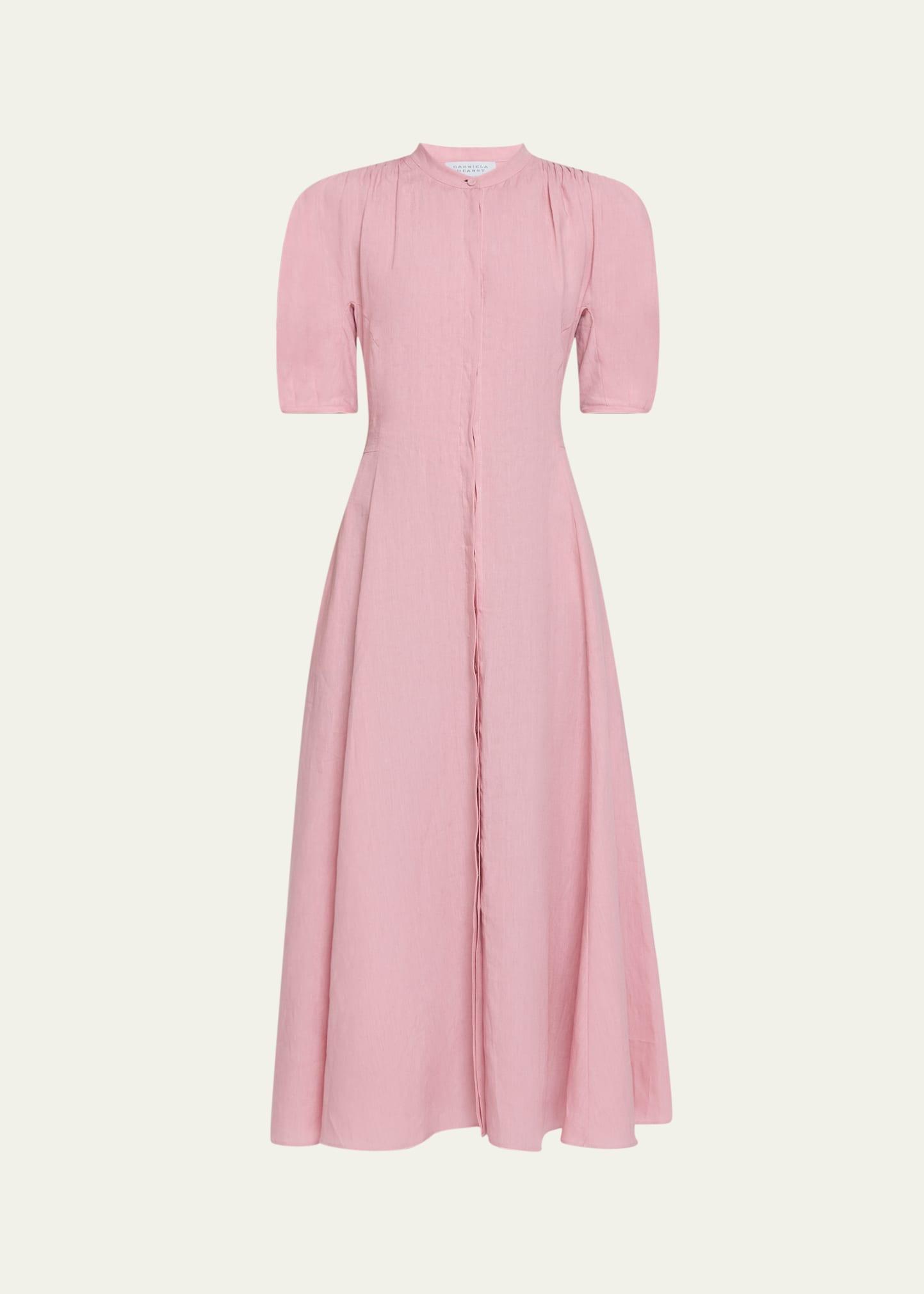 arabella puff-sleeve linen dress