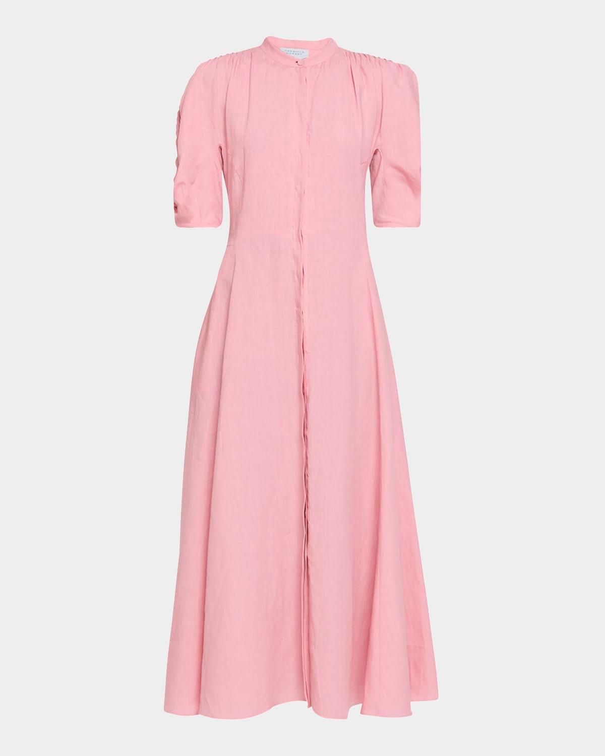 arabella puff-sleeve linen dress
