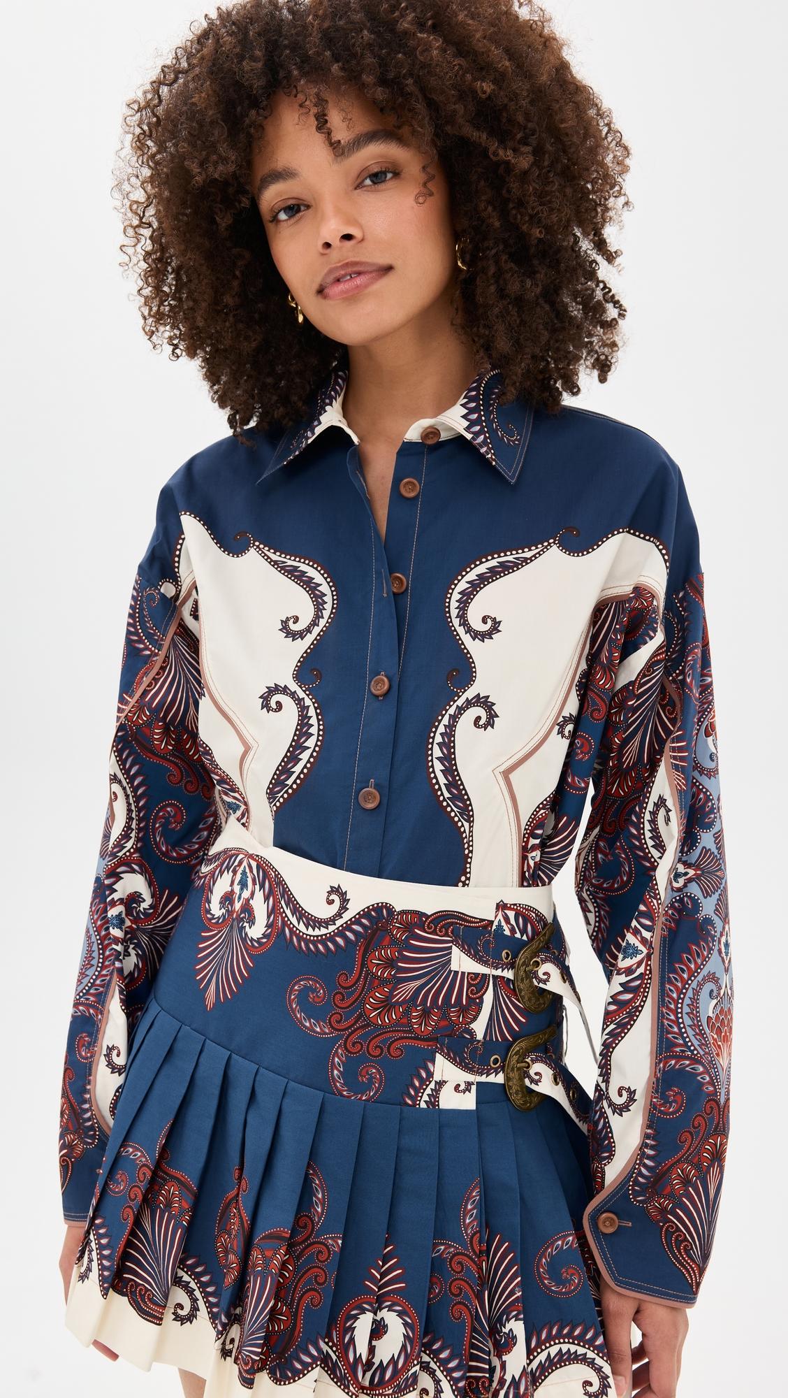 arabesque scarf sand long sleeve shirt