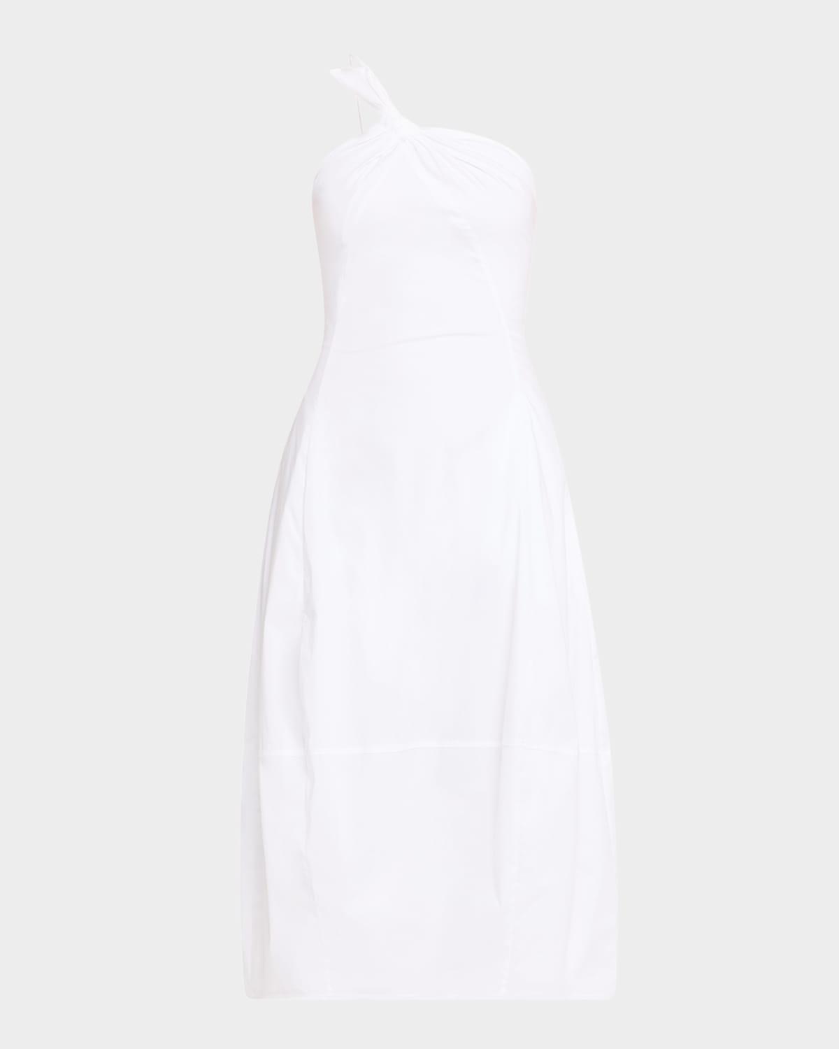 araceli draped asymmetric midi dress