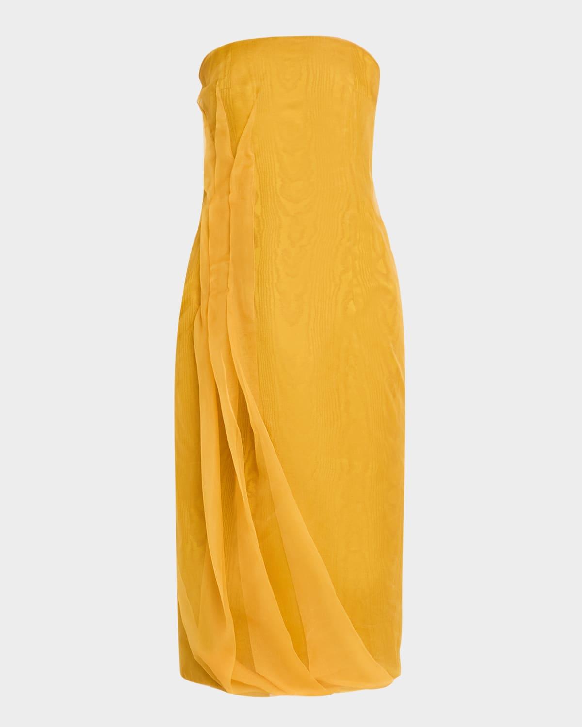 aracely ruffle strapless faille dress