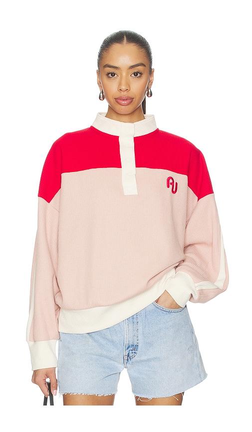 araminta james aj vintage knit sweatshirt in pink,red.