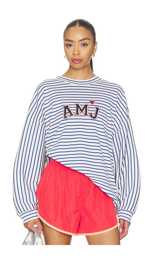 araminta james amj waffle long sleeve tee in navy.