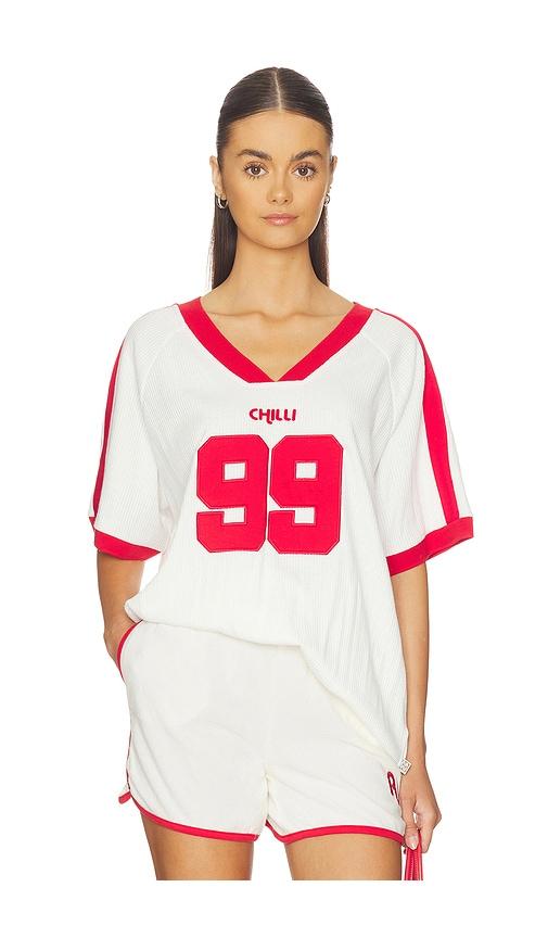 araminta james chilli 99 waffle tee in cream.