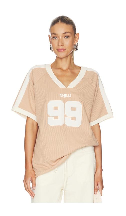 araminta james chilli 99 waffle tee in nude.
