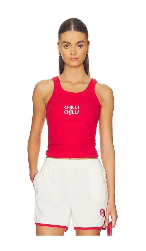 araminta james chilli knit tank top in red.