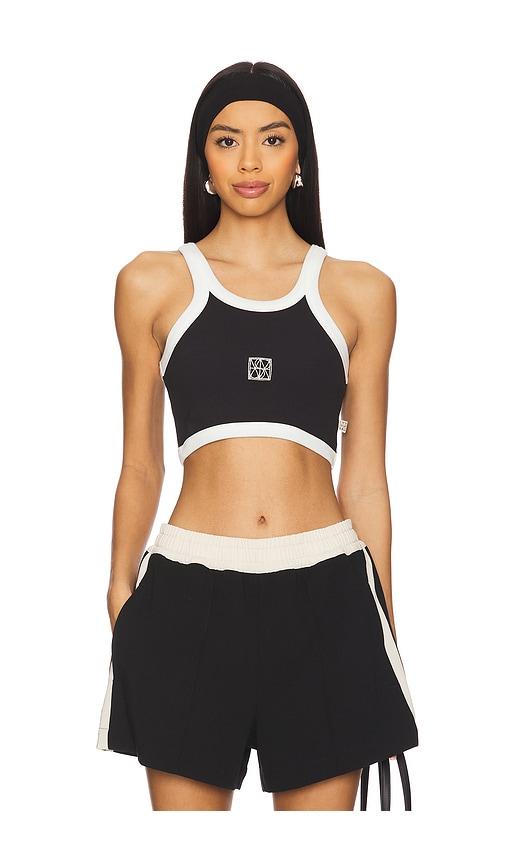 araminta james monogram cropped tank in black.