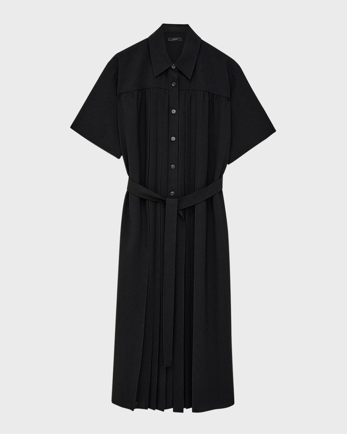 arcade pleated a-line midi shirtdress